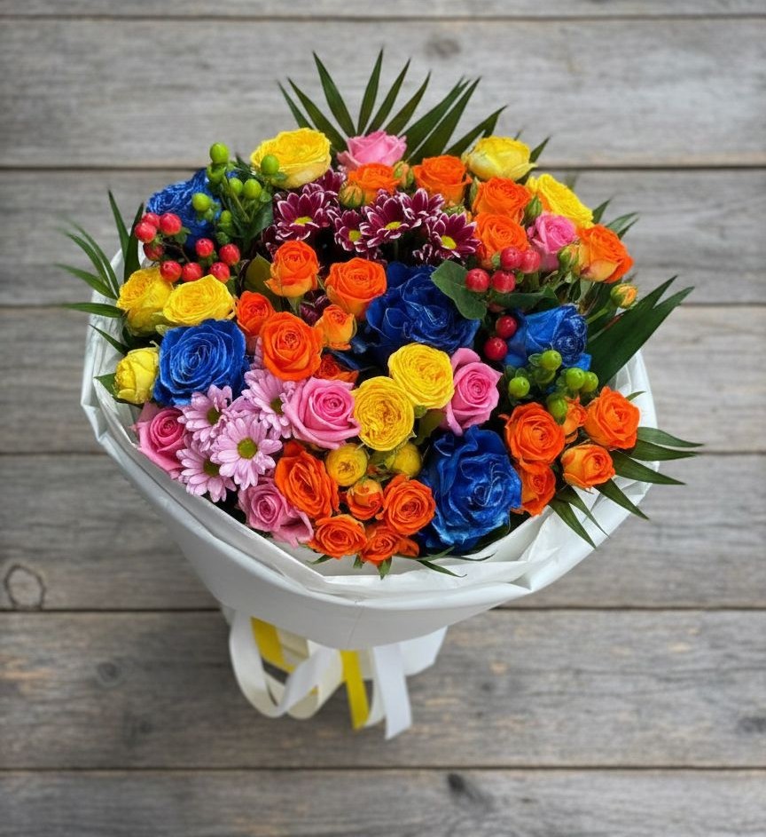 Букет цветов из: Розы и Хризантемы в Черном Яре