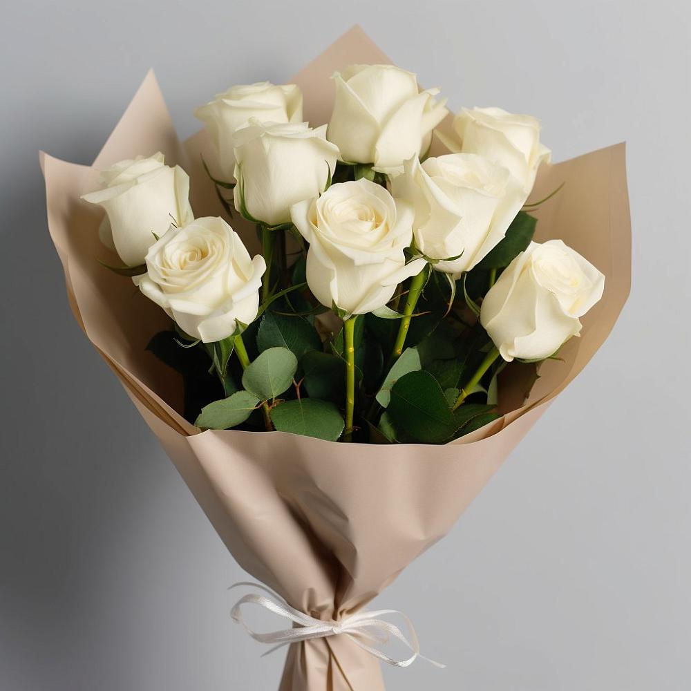 Букет 9 Белых роз Эдлесс Лав в Черном Яре