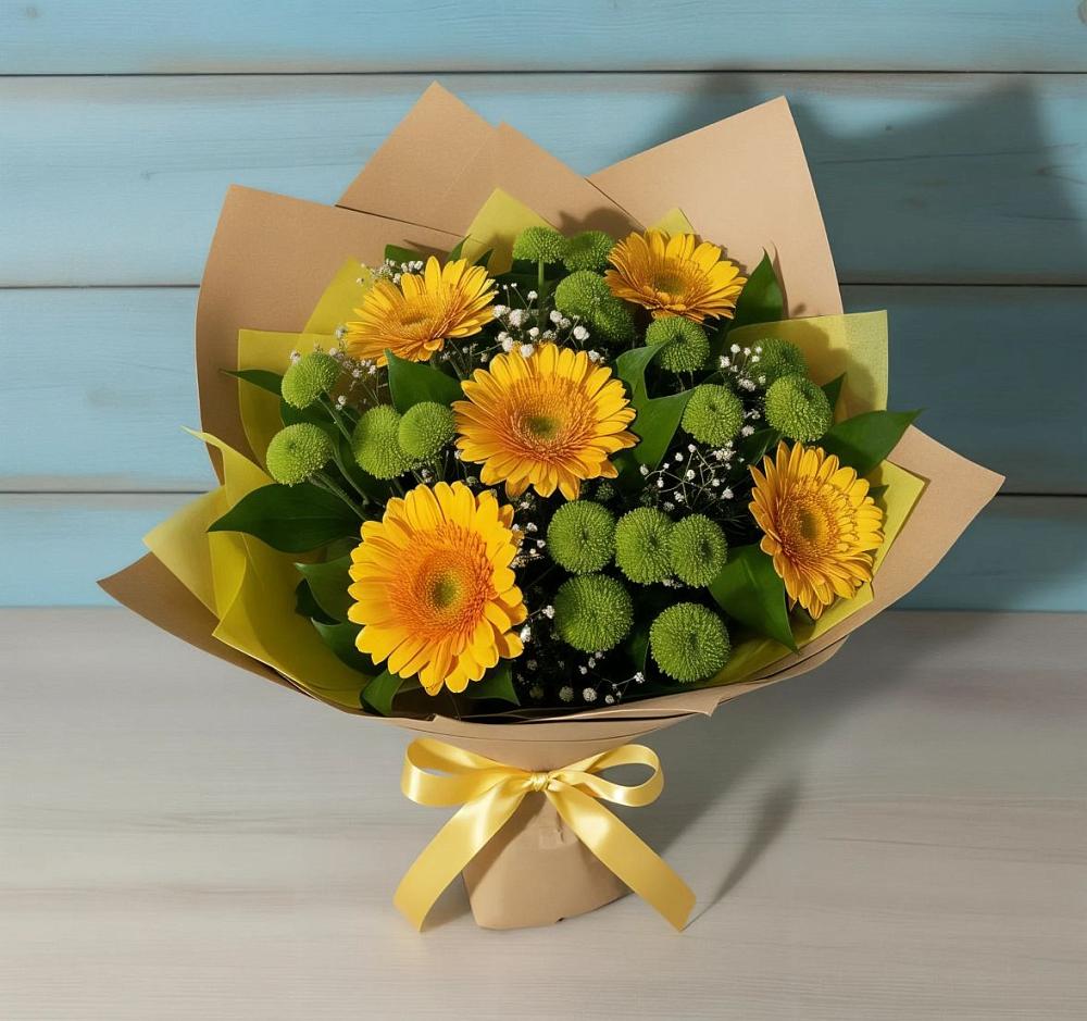 Букет цветов из: Герберы и Хризантемы в Черном Яре
