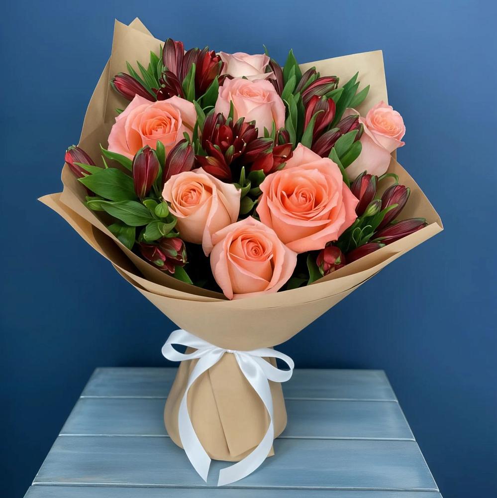 Букет цветов из: Розы и Альстромерии в Черном Яре