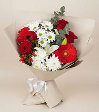 Букет цветов из:  Розы, Хризантемы, Герберы и Лилии в Черном Яре