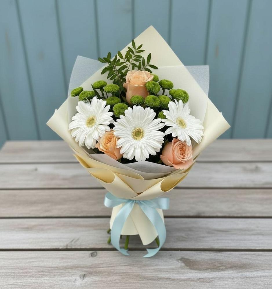 Букет цветов из: Герберы, Розы и Хризантемы в Черном Яре