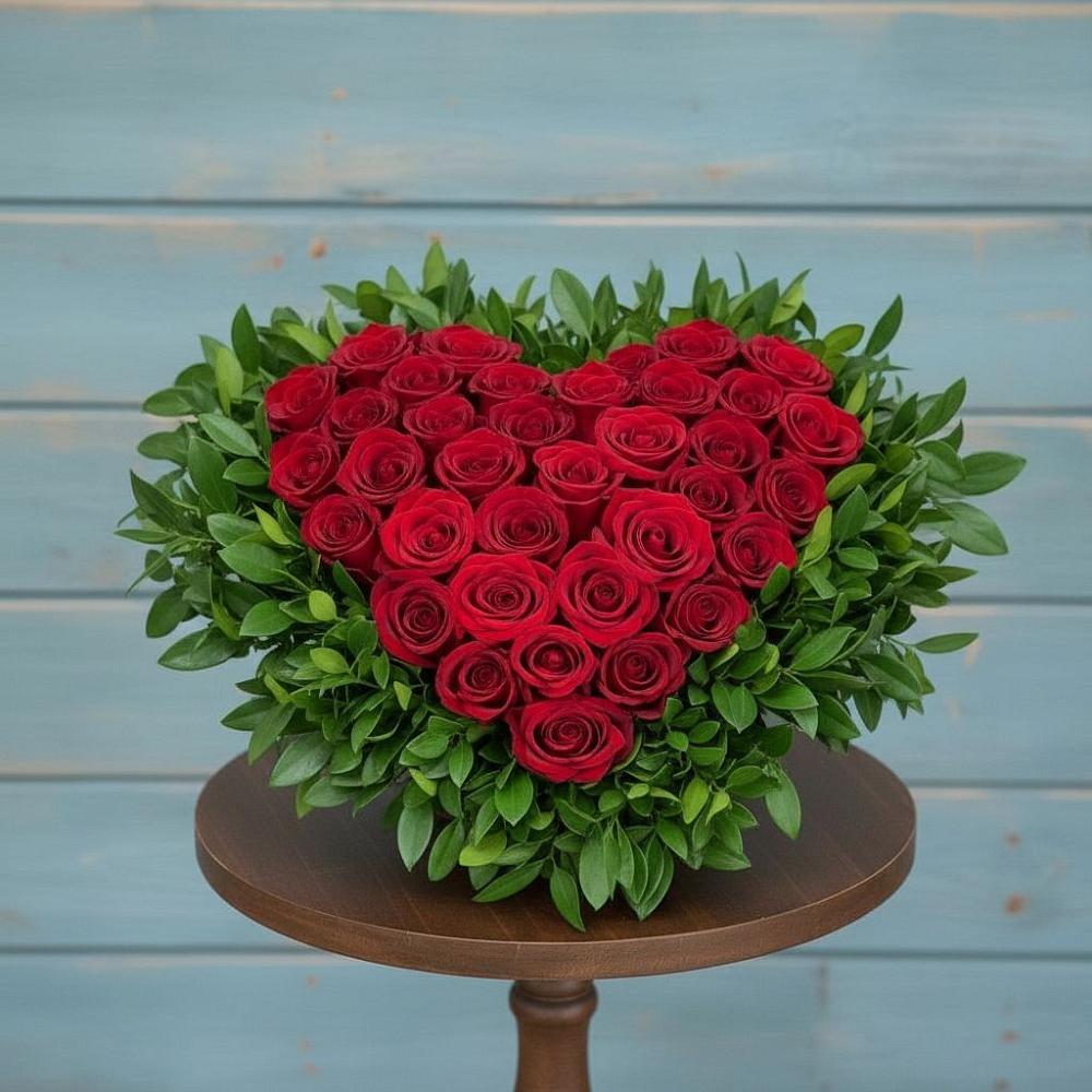 Цветочная композиция из Розы в виде сердца в Черном Яре