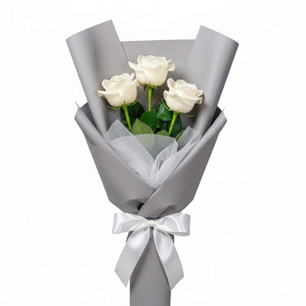 Букет 3 белые розы в Черном Яре