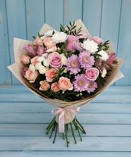 Букет цветов из:  Хризантемы, Розы и Альстромерии #REPLACE_PRED# Черном Яре