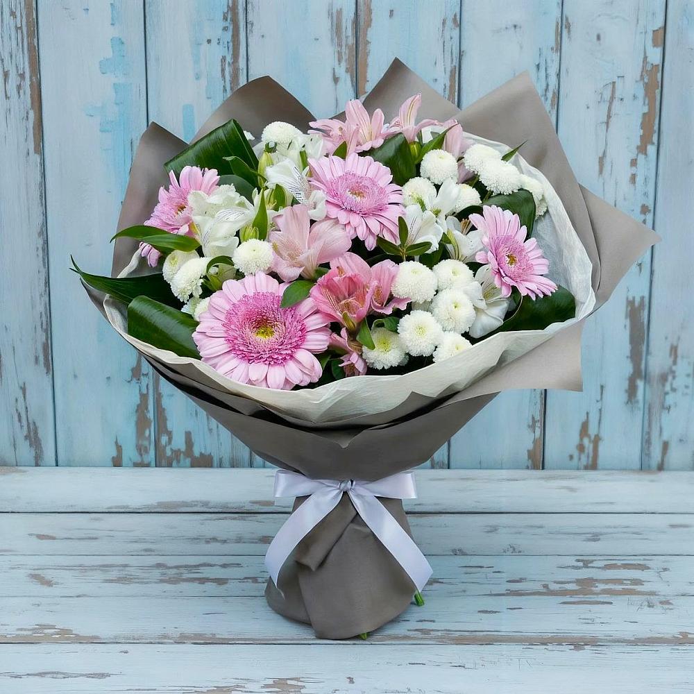 Букет цветов из: Герберы, Альстромерии и Хризантемы в Черном Яре