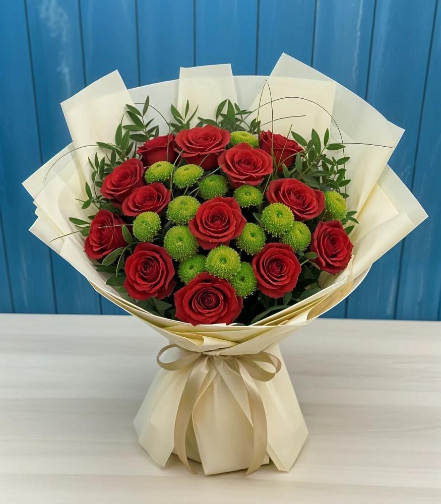 Букет цветов из: Розы и Хризантемы в Черном Яре