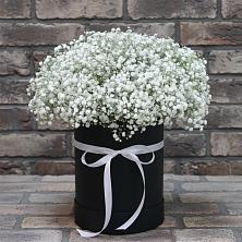 Цветочная композиция из Гипсофила в шляпной коробке в Черном Яре