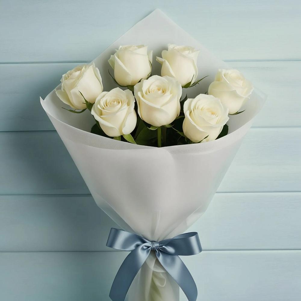 Букет 7 Белых роз Эдлесс Лав в Черном Яре